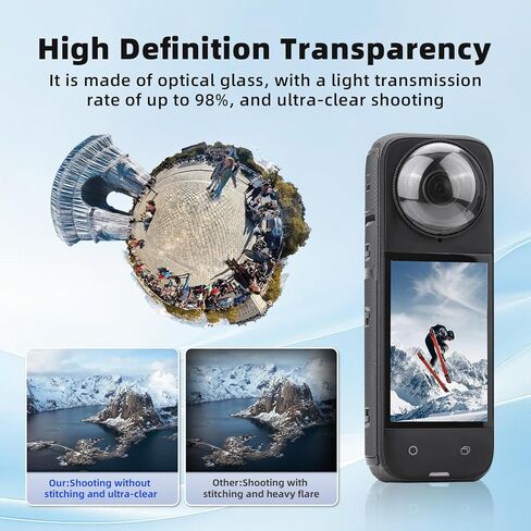 X4 Premium Lens Guard 20" Action Camera Tripod for Insta360 X4, 360° Adjustable Small Selfie Stick Handheld Extendable Mini Stand High Transparency Tempered Glass Lens Protector Accessories in Kuwait