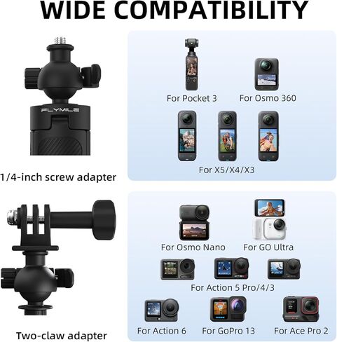 X4 Premium Lens Guard 20" Action Camera Tripod for Insta360 X4, 360° Adjustable Small Selfie Stick Handheld Extendable Mini Stand High Transparency Tempered Glass Lens Protector Accessories in Kuwait