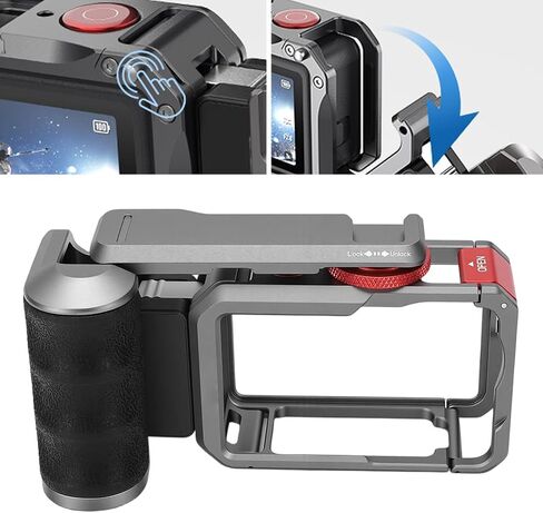 Sorandy Street Grip Kit, Aluminum Alloy Camera Cage, Ergonomic Handle Cage with Shutter Button Adapter, Ideal for Urban Photography & Dynamic Osmo Action 6 in Kuwait