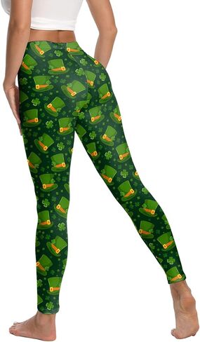 Women's St. Patrick's Day Leggings Shamrock Clover Pattern High Waisted Yoga Pants in Saudi Arabia