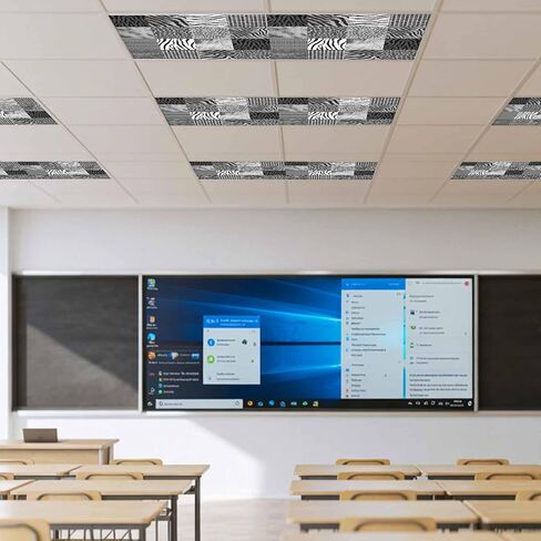 Animal Fur Print Fluorescent Light Covers for Ceiling Lights 4x2 feet,2 Pack Magnetic Light Filters for Classroom,Grey Black Giraffe Zebra Striped Plaid Fluorescent Lamp Shade Panel for Office School in Saudi Arabia