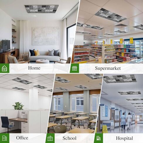 Animal Fur Print Fluorescent Light Covers for Ceiling Lights 4x2 feet,2 Pack Magnetic Light Filters for Classroom,Grey Black Giraffe Zebra Striped Plaid Fluorescent Lamp Shade Panel for Office School in Saudi Arabia