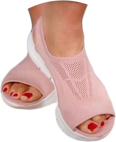 Women's Wedge Sandals with Mesh Upper Open Toe Elastic Slip on Slingback Comfort Platform Washable Orthopedic with Arch Support Slide Sport Sandals Walking Slippers,Blue,US8/EU39 in Saudi Arabia