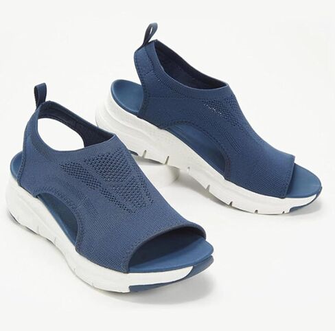 Women's Wedge Sandals with Mesh Upper Open Toe Elastic Slip on Slingback Comfort Platform Washable Orthopedic with Arch Support Slide Sport Sandals Walking Slippers,Blue,US8/EU39 in Saudi Arabia