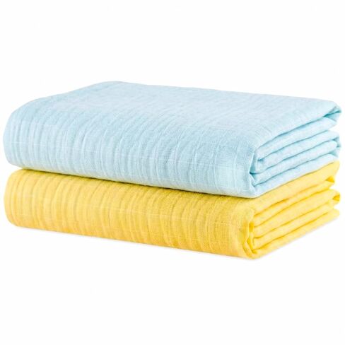 Muslin Swaddle Blankets for Newborns, 2 Pack Multipurpose 100% Organic Cotton, Ultra Soft Breathable Receiving Blanket 47 x 47 inches, Swaddle Wrap for Baby Boys & Girls in Kuwait