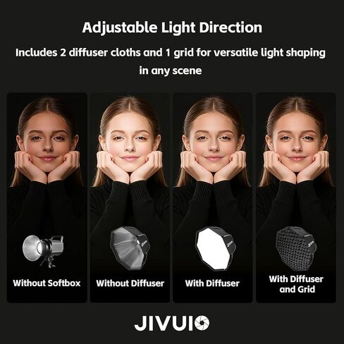23.6"/60cm Octagonal Softbox, Quick Release Bowens Mount Softbox with Honeycomb Grid & Diffusers, Portable Deep Parabolic Light Modifier for Godox Aputure Amaran COB Video Light Studio Portrait in Kuwait