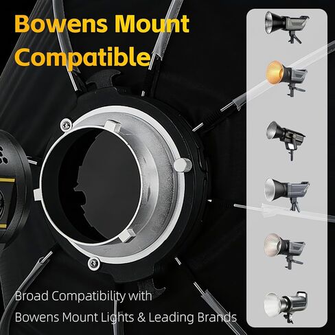 23.6"/60cm Octagonal Softbox, Quick Release Bowens Mount Softbox with Honeycomb Grid & Diffusers, Portable Deep Parabolic Light Modifier for Godox Aputure Amaran COB Video Light Studio Portrait in Kuwait