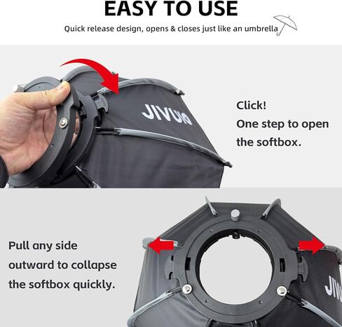 23.6"/60cm Octagonal Softbox, Quick Release Bowens Mount Softbox with Honeycomb Grid & Diffusers, Portable Deep Parabolic Light Modifier for Godox Aputure Amaran COB Video Light Studio Portrait in Kuwait