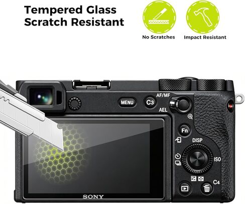 4 عبوات لهاتف Sony Alpha A6600، A6100، A6400، A6000، A6300، A5000، NEX-7، NEX-6 واقي شاشة الكاميرا، زجاج مقسى فائق النحافة 0.3 مم بصلابة 9H، تغطية كاملة، فيلم شاشة LCD، مضاد للخدش in Kuwait