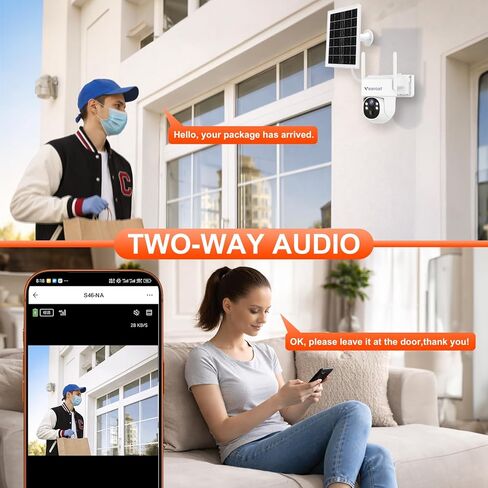 4G LTE Cellular Security Camera Upgraded, Lifetime Free Unlimited Data, Built-in VSIM Card, 360° Live View, AI PIR Motion Sensor Detection, Solar Powered Wireless Outdoor in Kuwait