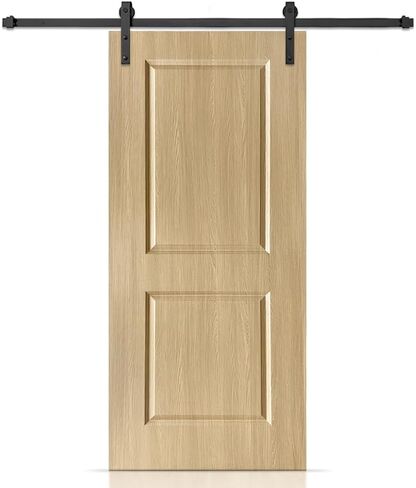 31 in. x 81 in. 2 Panel Hollow Core Oak Finished PVC Composite Interior Sliding Barn Door with Hardware Kit in Saudi Arabia