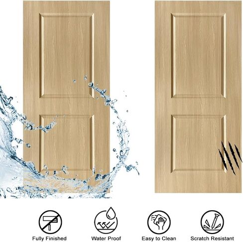 31 in. x 81 in. 2 Panel Hollow Core Oak Finished PVC Composite Interior Sliding Barn Door with Hardware Kit in Saudi Arabia
