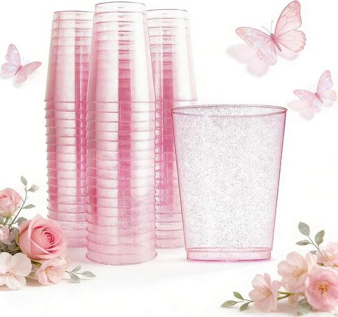 WDF 200 Piece Clear Plastic Cups - 9 oz Clear Cups Heavy-Duty Plastic Cups, 9 Ounce Plastic Clear Disposable Cups for Party, Weddings, Thanksgiving, Christmas, New Years in Kuwait
