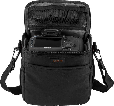 SLINGER Alpine 140 Multi-Device Shoulder Bag, Camera Bag, Customizable, Portable, Fits Mirrorless with 17-85mm Attached Lens, Compact Drone, Flash, Black in Kuwait