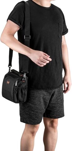 SLINGER Alpine 140 Multi-Device Shoulder Bag, Camera Bag, Customizable, Portable, Fits Mirrorless with 17-85mm Attached Lens, Compact Drone, Flash, Black in Kuwait