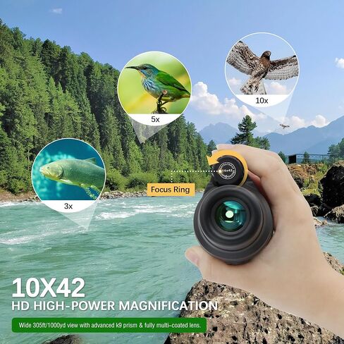 10x42 K9 Prism Waterproof Monocular Telescope for Wildlife Bird Watching Hunting Camping Travel Secenery in Kuwait