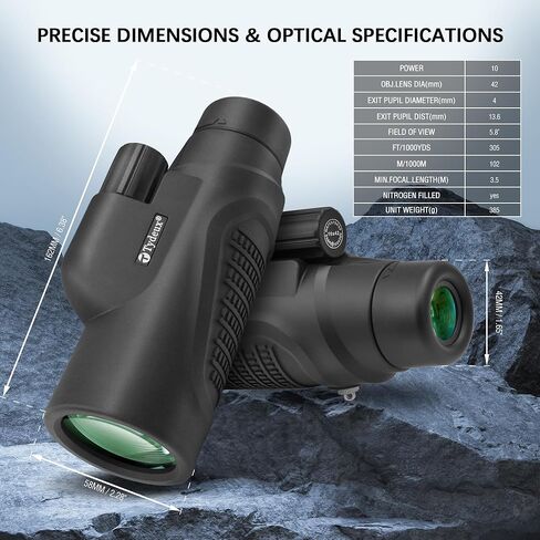 10x42 K9 Prism Waterproof Monocular Telescope for Wildlife Bird Watching Hunting Camping Travel Secenery in Kuwait