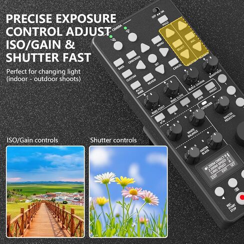 لوحدة تحكم Canon Camcorder Lanc Zoom - جهاز تحكم عن بعد لاسلكي AODELAN مع IRIS Focus Zoom ISO OSD ND ضبط لـ C700، C500II، XF705، XF605، XA75، XA70، HF G70، G60، ME200S-SH؛ استبدل Canon RC-V100 in Kuwait