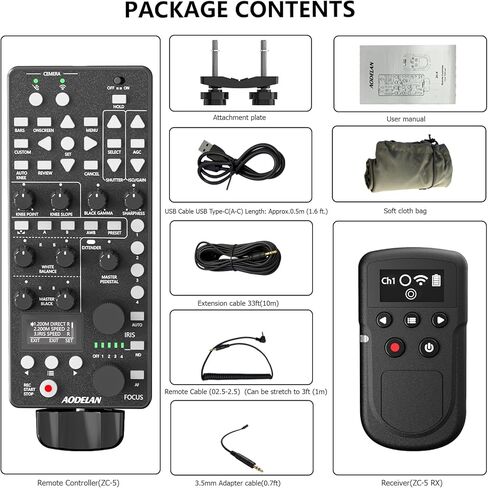 لوحدة تحكم Canon Camcorder Lanc Zoom - جهاز تحكم عن بعد لاسلكي AODELAN مع IRIS Focus Zoom ISO OSD ND ضبط لـ C700، C500II، XF705، XF605، XA75، XA70، HF G70، G60، ME200S-SH؛ استبدل Canon RC-V100 in Kuwait