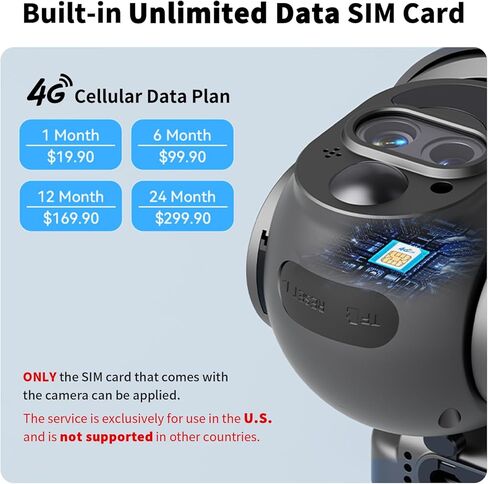 كاميرا أمان خلوية بعدسة مزدوجة SEHMUA 4G LTE، تكبير هجين 12X، لا حاجة إلى واي فاي للمراقبة الخارجية، تعمل بالطاقة الشمسية، رؤية ليلية ملونة 2K، عرض 360 درجة، بطاقة SIM مدمجة، IP65 in Kuwait