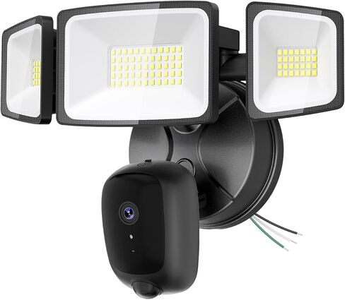 كاميرا Floodlight 6500LM سلكية، كاميرا أمان 2K HD خارجية مع تنشيط الحركة، رؤية ليلية ملونة، تسجيل 24/7، صوت ثنائي الاتجاه، 2.4G WiFi، صفارة إنذار مدمجة، تعمل مع Alexa وGoogle in Kuwait