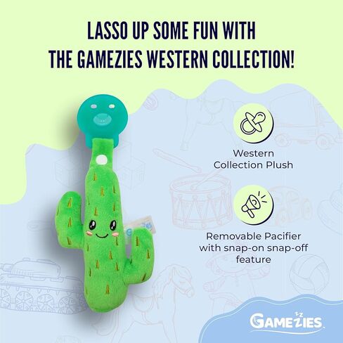 لهاية من القطيفة على شكل صبار من السيليكون للأطفال من Gamezies مع حامل ألعاب قطيفة غربية قابل للفصل، تم اختبارها وفقًا لقانون تحسين سلامة المنتجات الاستهلاكية (CPSIA)، خالية من مادة BPA، من عمر 0 ​​إلى 6 أشهر in Kuwait