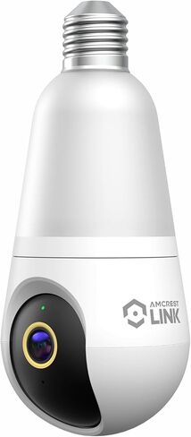 كاميرا Amcrest Link 4MP Light Bulb WiFi داخلية/خارجية، كشف الإنسان، 90.5 درجة FOV، عموم/إمالة، IP45، لون ليلي AI، كاميرا مزدوجة النطاق 2.4 جيجا هرتز/5 جيجا هرتز، تدعم تخزين MicroSD حتى 128 جيجابايت in Kuwait