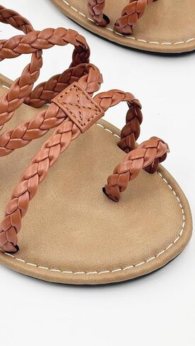 Women's Flat Slip On Lace Up Sandals Open Toe Comfortable Ankle Strap Raffia Gladiator Shoes in Kuwait