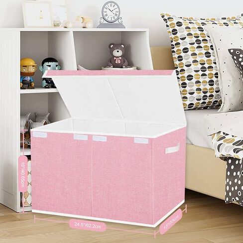 Pantryily Toy Storage Box for Girls, Large Kids Toy Chest Boxes Organizers and Storage with Lids & Handles for Nursery,Playroom 24.5"x13"x16"(Pink) in Saudi Arabia