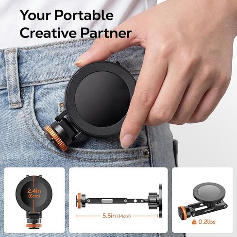 حامل ثلاثي القوائم MoKo MagSafe، حامل هاتف معدني بالكامل قابل للتعديل 360 درجة للحامل ثلاثي القوائم والكاميرا مع برغي 1/4 بوصة وحذاء بارد، متوافق مع سلسلة iPhone 12-17، لمراقبة الكاميرا والمثبتات وسوني/كانون in Kuwait