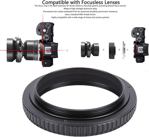 PUSOKEI M65 Focusing Helioid 12-19mm, Adjustable Macro Focusing Tube for Mountless Lenses, Black Anodized Aluminum Extension Ring for Precise Focus Control in Kuwait