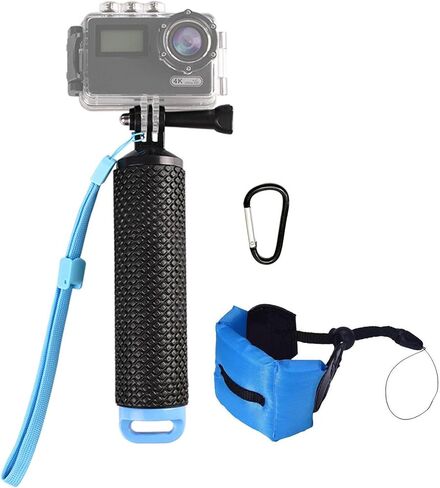 Floating Hand Grip Action Cameras Underwater Waterproof Monopod Handler Snorkeling Selfie Pole Stick Compatible with AKASO DJI Osmo GoPro Hero 13 12 11 10 9 8 Dragon Touch with Float Strap (Blue) in Saudi Arabia