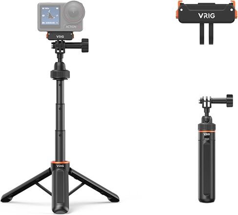 VRIG AC-80 حامل ثلاثي القوائم تلسكوبي لكاميرا الحركة، متوافق مع GoPro Hero 13، DJI Osmo Action 5 Pro/ 4/3 in Kuwait
