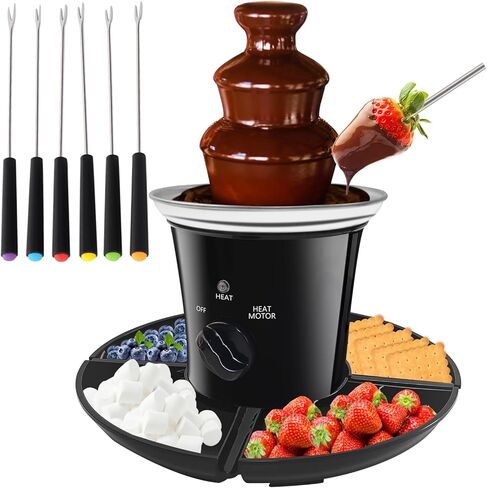MINI Chocolate Fountain Machine Small Electric Chocolate Fondue Fountain Machine for Party for Candy Butter Cheese with Tray and Stickers (Red) in Saudi Arabia