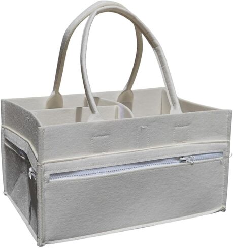 Diaper Caddy Organizer, Portable Nursery Storage Basket with Handles and Removable Dividers, Felt Baby Organizer for Diapers, Wipes, Toys and Essentials in Kuwait