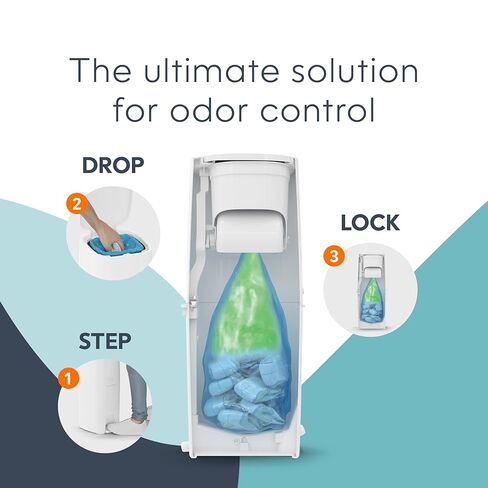 Diaper Genie Premier Diaper Pail Gift Set | Hands-Free Odor Control with Foot Pedal | High-Capacity Diaper Trash Can | Includes 2 Jumbo+ Refills (Holding up to 2,160 Newborn Diapers) in Kuwait