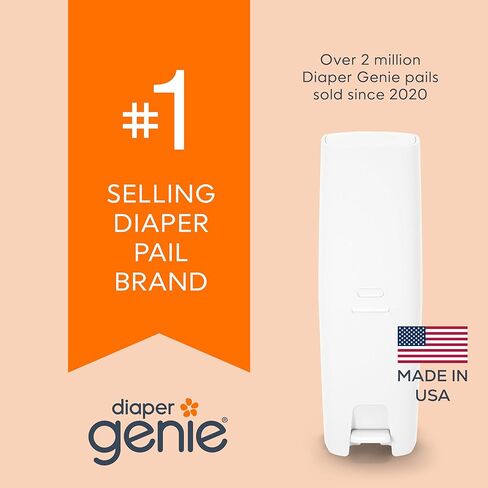 Diaper Genie Premier Diaper Pail Gift Set | Hands-Free Odor Control with Foot Pedal | High-Capacity Diaper Trash Can | Includes 2 Jumbo+ Refills (Holding up to 2,160 Newborn Diapers) in Kuwait
