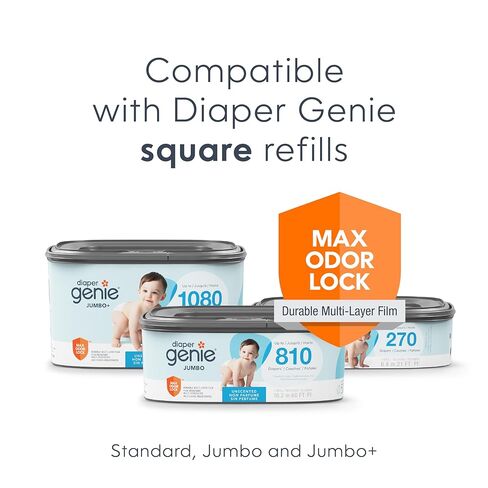 Diaper Genie Premier Diaper Pail Gift Set | Hands-Free Odor Control with Foot Pedal | High-Capacity Diaper Trash Can | Includes 2 Jumbo+ Refills (Holding up to 2,160 Newborn Diapers) in Kuwait