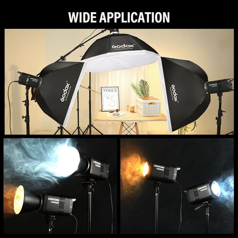 Godox 3Pack LE200Bi Light Kit wih Light Stand/Softbox/Carry Case/5-1 Reflector Bi-Color LED Professional Continuous Video Lighting Kit, CRI 98+, 2800K-6500K, 57700 Lux for Studio in Kuwait