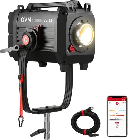 GVM 1200W LED Studio Light, 1200B AIO Film Lighting Kit with DMX Control, 42800lux/3m Photography Lighting Kit, Continuous Output Video Lighting for TV Productions, Live Broadcasts, 2700K-6800K in Kuwait
