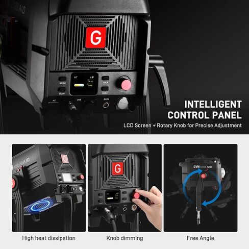 GVM 1200W LED Studio Light, 1200B AIO Film Lighting Kit with DMX Control, 42800lux/3m Photography Lighting Kit, Continuous Output Video Lighting for TV Productions, Live Broadcasts, 2700K-6800K in Kuwait