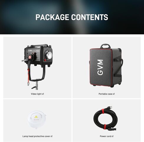 GVM 1200W LED Studio Light, 1200B AIO Film Lighting Kit with DMX Control, 42800lux/3m Photography Lighting Kit, Continuous Output Video Lighting for TV Productions, Live Broadcasts, 2700K-6800K in Kuwait