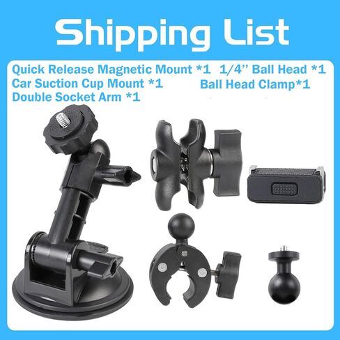 لملحقات DJI Action 5 Pro/4/3، مجموعة ملحقات تثبيت مقود الدراجة بكأس شفط 360 درجة من Osmo، مجموعة ملحقات تثبيت سريعة الإصدار، من أجل Osmo 360 للزجاج الأمامي للسيارة ومقود الدراجة النارية in Kuwait