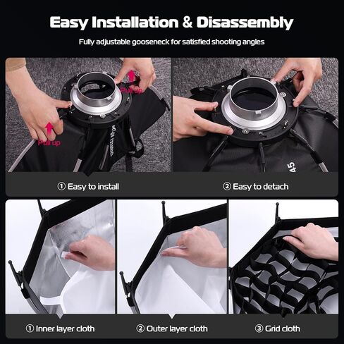 ULANZI Carrying Bag with Movable Foam Padded for Studio Light+18''/45cm Parabolic Softbox Quick Release in Kuwait