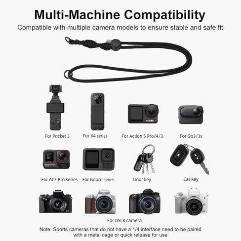 Sports Camera Lanyard Long Adjustable Anti-lost Rope for DJI OSMO Pocket 3 / Insta360 X5 in Kuwait