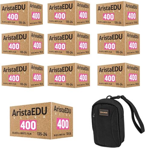 Arista EDU Ultra 400 35 مم فيلم رول سلبي أبيض وأسود، 10 عبوات، مع حقيبة كاميرا in Kuwait