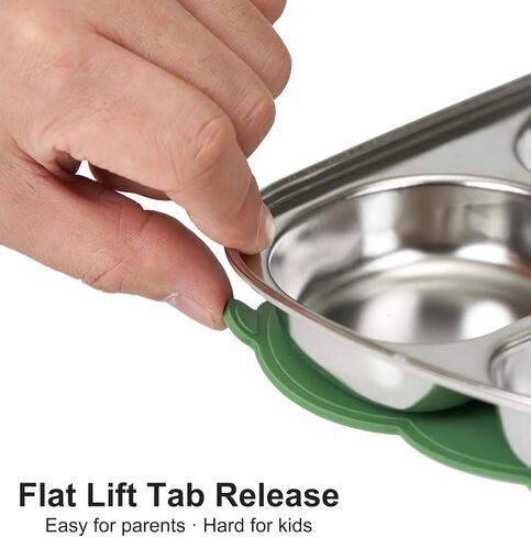 Stainless Steel Divided Toddler Plates with Dual Suction, Premium Korean 304 Steel, Electro-Polished, No Black Residue, Baby & Little Kids Food Tray Feeding Set – 2 Plates + 2 Bases (Sage & Sand) in Saudi Arabia