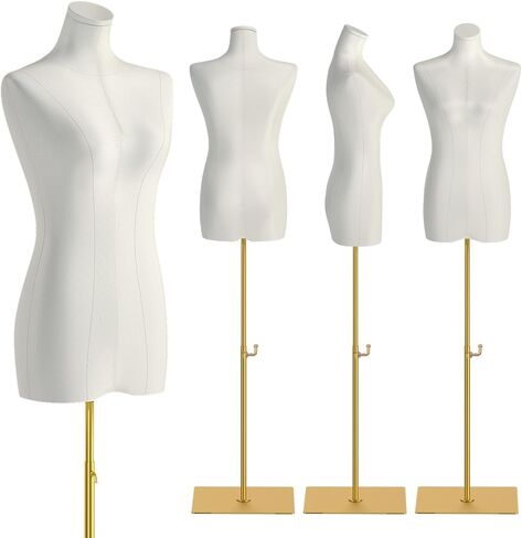 Female Mannequin Torso Sewing: Adjustable Height from 47.2 to 74.8 Inch Female Dress Form for Clothing Display and Sewing - Pinnable Mannequin with Support Metal Base Stand in Kuwait