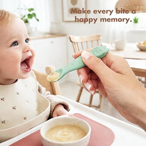 مجموعة ملاعق الأطفال مكونة من 6 ملاعق سيليكون للأطفال الرضع، خالية من مادة BPA، ملعقة للرضع، ملعقة فطام للرضع، ملعقة التسنين للتغذية الذاتية، أواني تغذية الأطفال الصغار، ROCCED in Kuwait