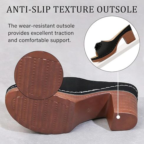Women's Flower Chunky Heel Orthopedic Wedge Sandals Open Toe Slip On Platform Casual Walking Slides Dressy Boho Comfortable Beach Sandals in Saudi Arabia